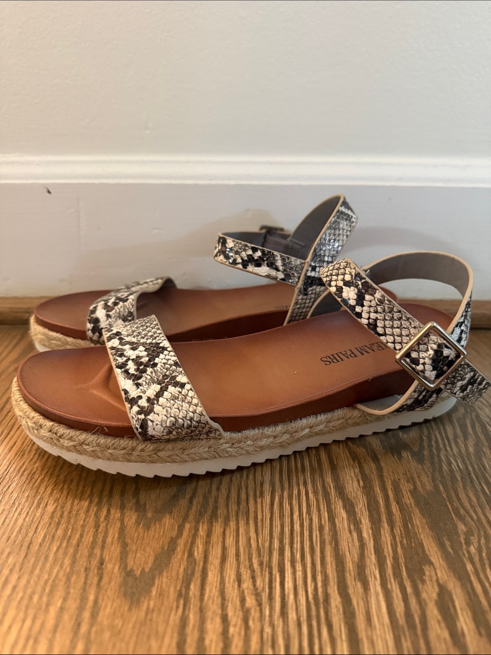 Dream Pairs Snake-Print Espadrille Ankle Strap Sandals - Black & White - Picture 2 of 2
